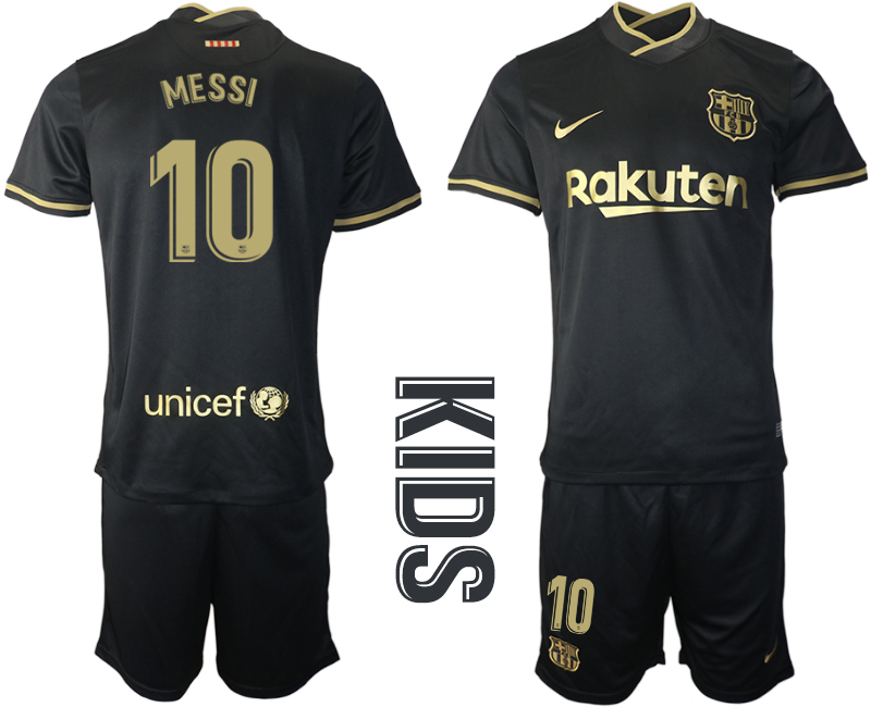 Youth 2020-2021 club Barcelona away #10 black Soccer Jerseys->barcelona jersey->Soccer Club Jersey